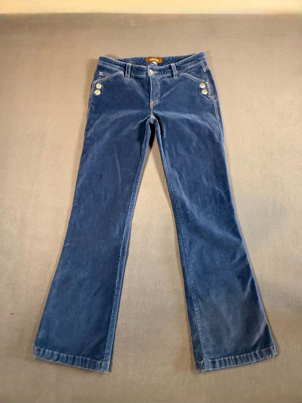 Y2K Bella Dahl Blue Velvet Corduroy Flare Pants w/ pocket detail Size 28